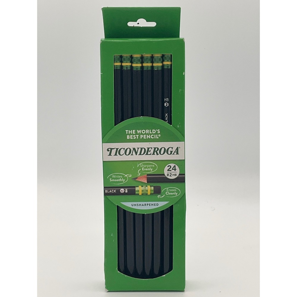 Ticonderoga Matte Black Wood-Cased Pencils 24 Count #2 HB Unsharpened X13926